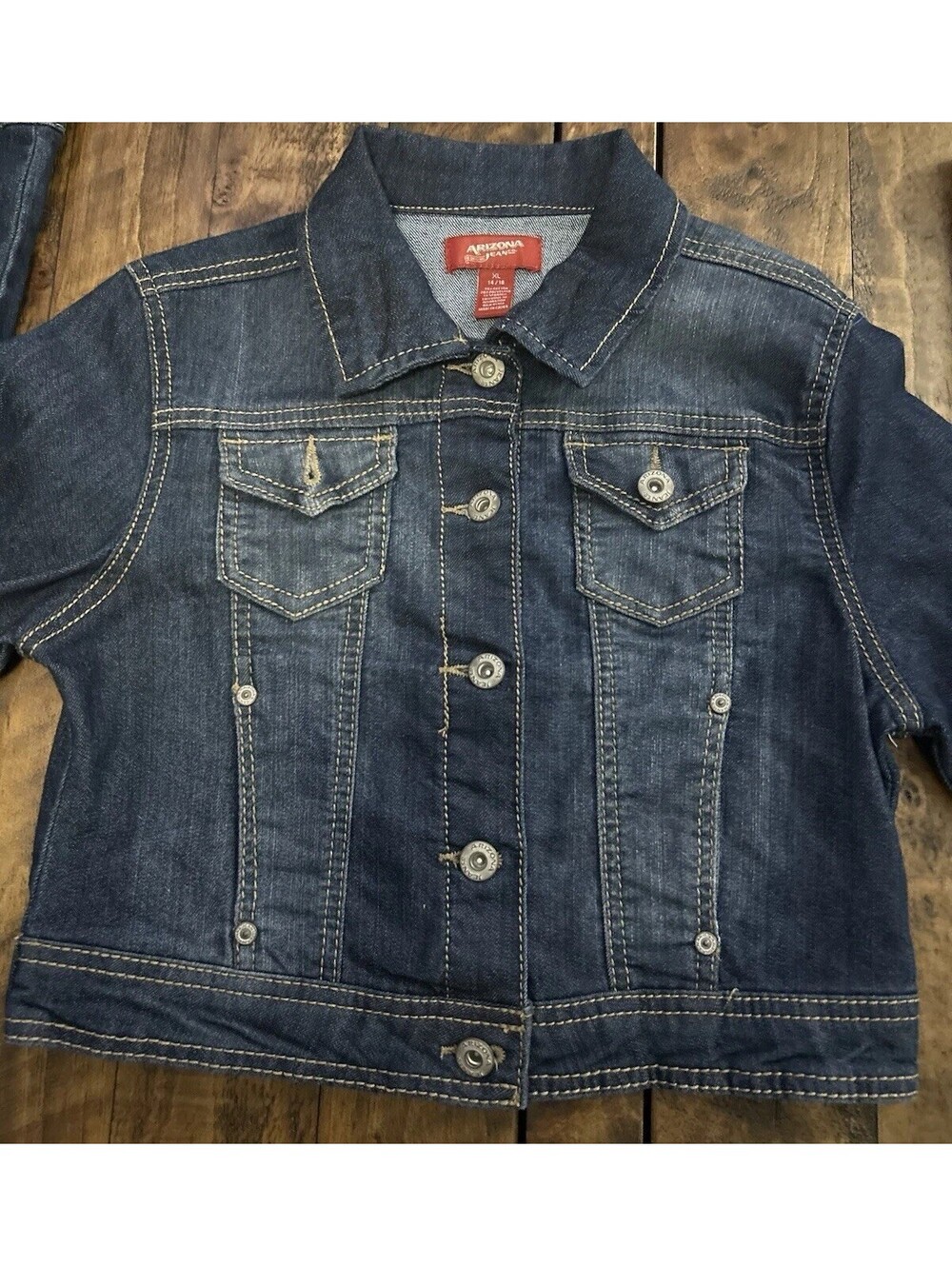 Arizona Youth Blue Jean Denim Button Up Jacket XL 14-16